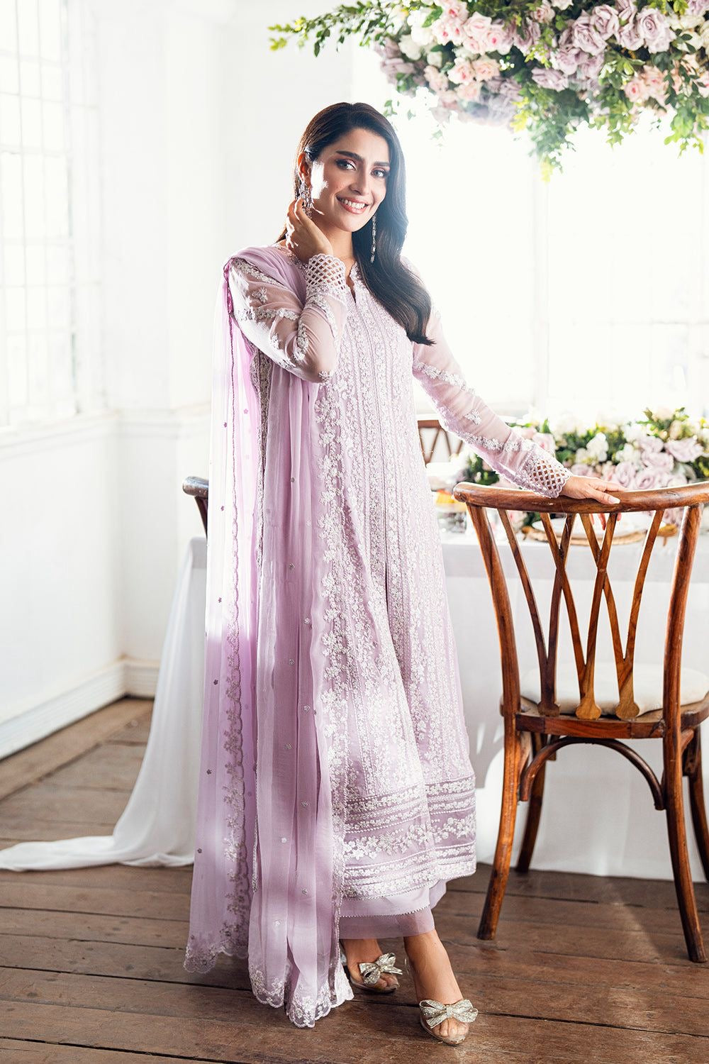 TWILIGHT LAVENDER-AZURE LUXE EMBROIDERED CHIFFON UNSTICHED 3PC (SL-8025)