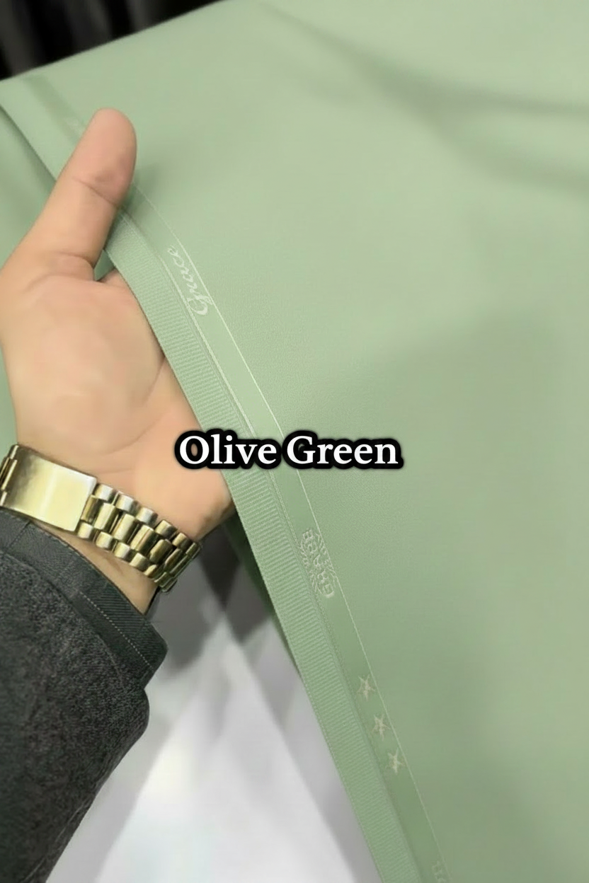 J.MENS UNSTICHED WASH&WEAR SUITE (OLIVE GREEN )