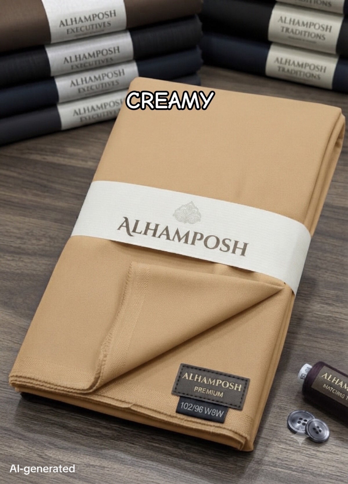 MENS UNSTICHED PREMIUM WASH&WEAR (CREAMY)