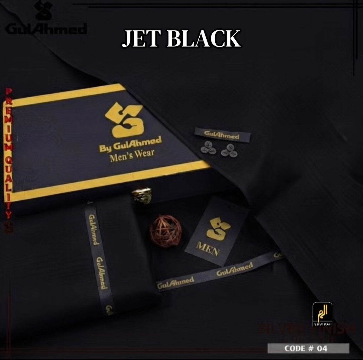 GULAHMED  UNSTICHED MENS PREMIUM COTTON(JET BLACK )