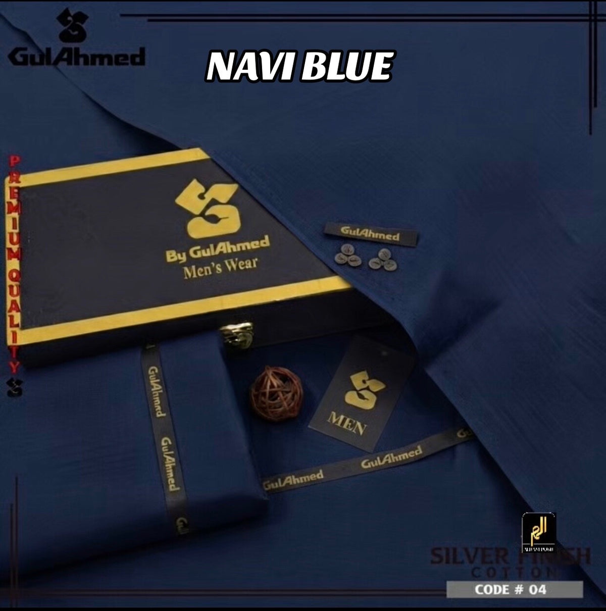 GULAHMED  UNSTICHED MENS PREMIUM COTTON
(NAVI BLUE )