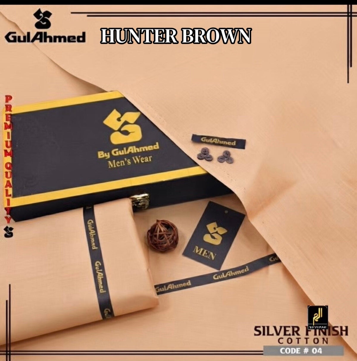 GULAHMED  UNSTICHED MENS PREMIUM COTTON(HUNTER BROWN)
