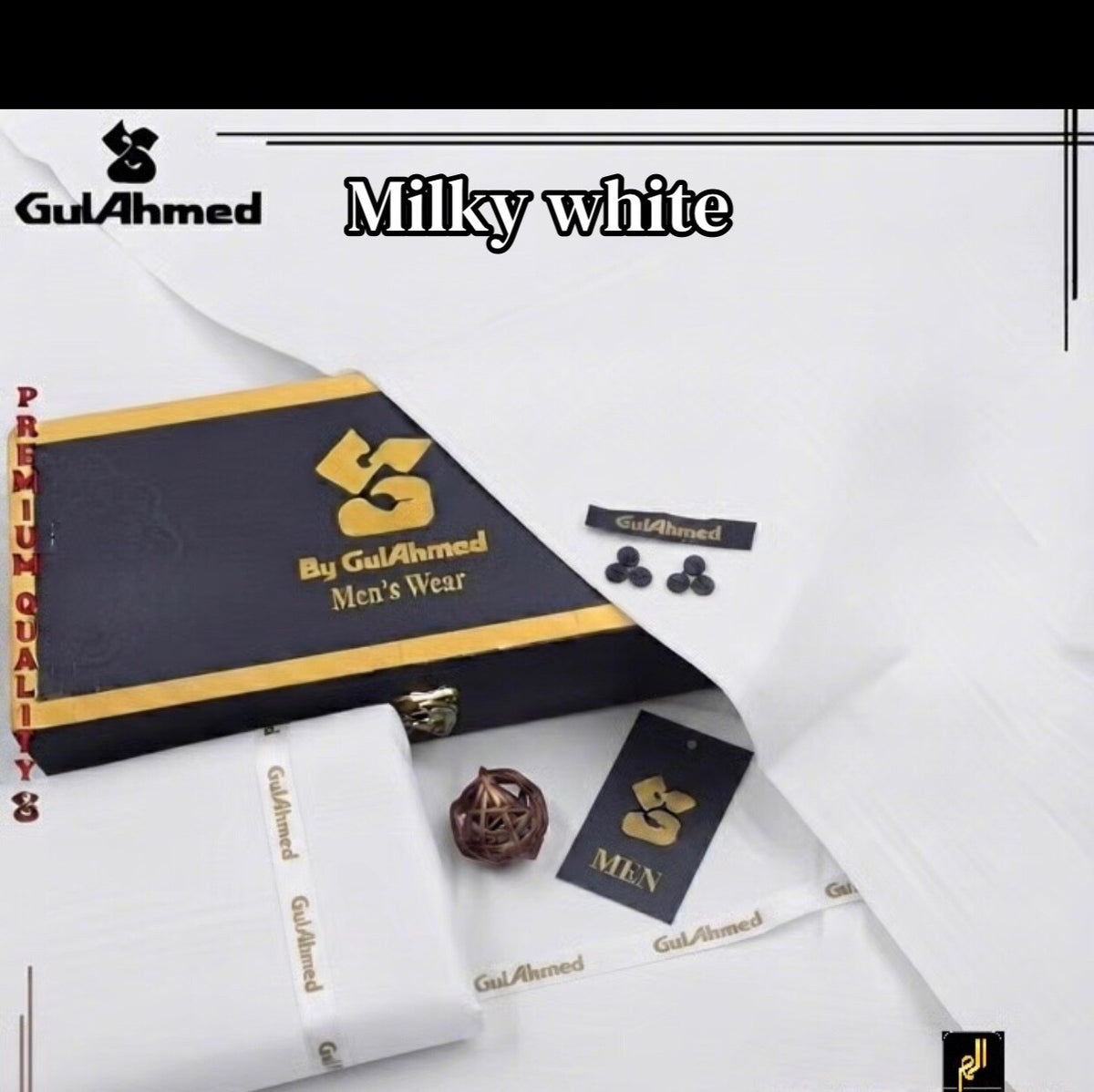 GULAHMED  UNSTICHED MENS PREMIUM COTTON(MILKY WHITE )