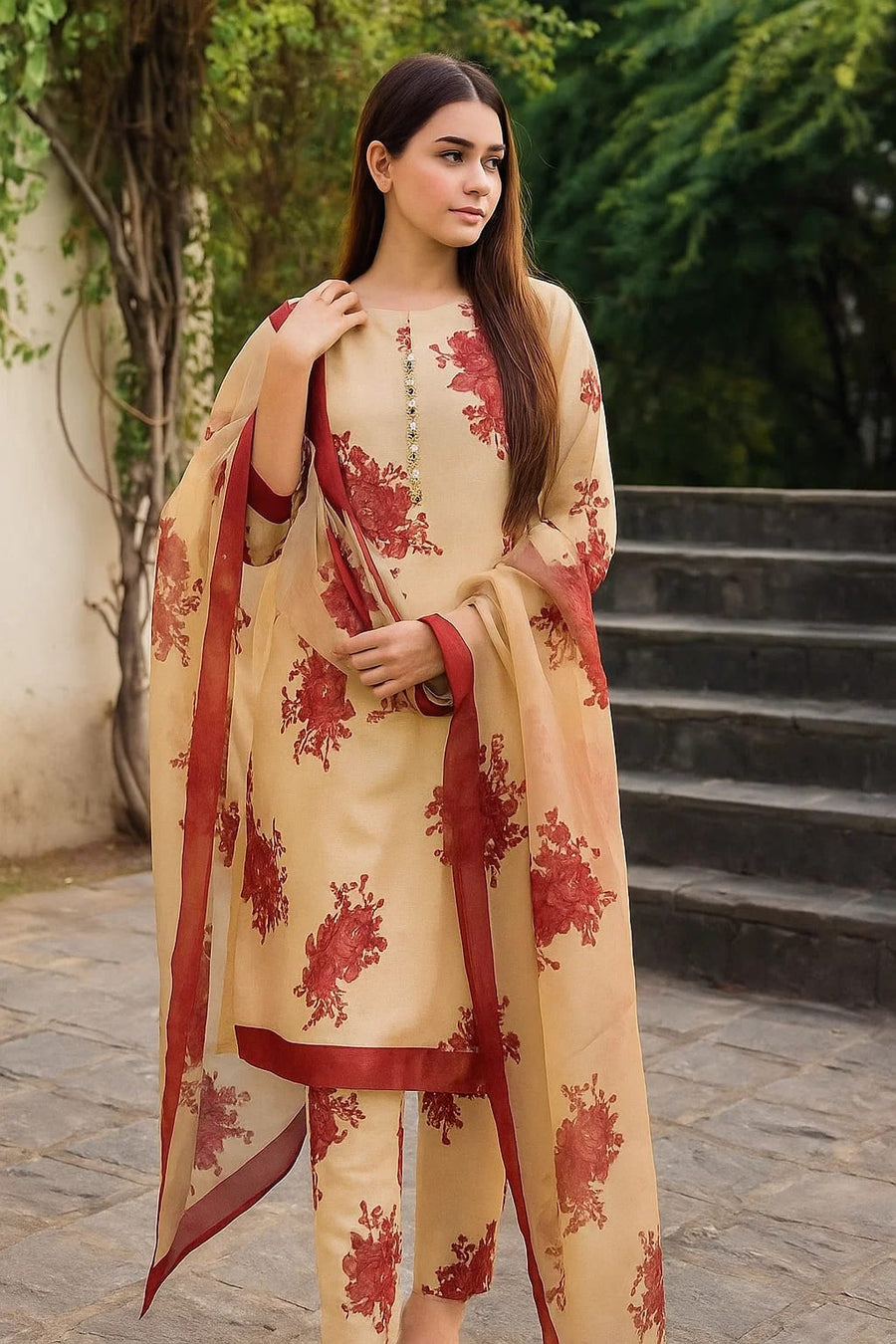 Baroque Swiss Lawn 3pc Printed (2398)